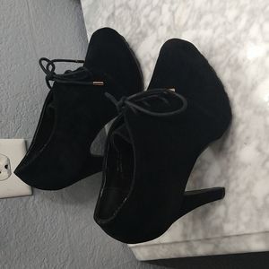 Suede bootie heels